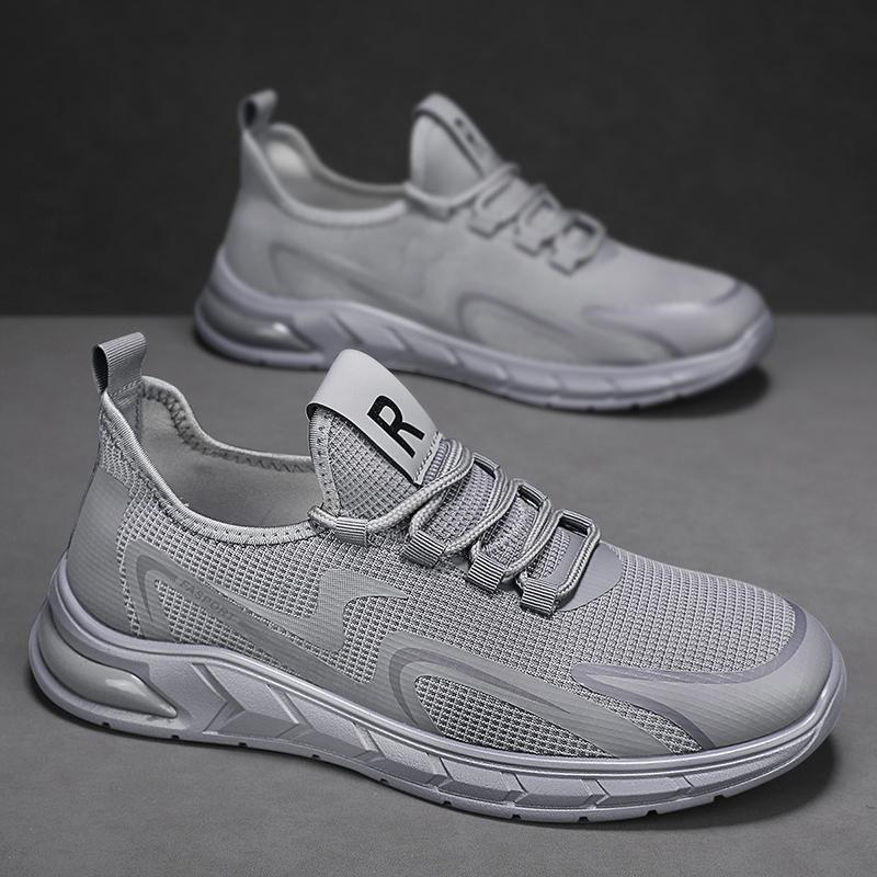 

White mesh men s shoes spring and summer breathable thin lightweight teenagers casual one-pedal non-slip sneakers 44
