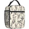 Reusable Butterfly Lunch Box for Kids Girls Boys Women Adult, Insulated Botanical Lunch Bag,Polyester Cooler Retro Handbags Case for School Picnic