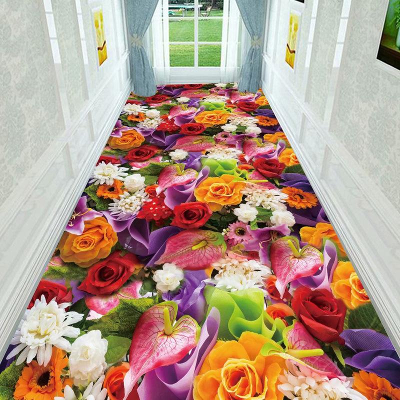 Pastoral Living Room Area Rug Flower Grass Path Hallway Corridor Rug Carpets 3D Plants Lawn Coffee Table Mat Kitchen Bedroom Rug