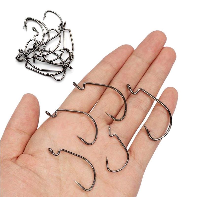 SOUGAYILANG 50pcs High Carbon Steel Jig Worm Fishing Hook