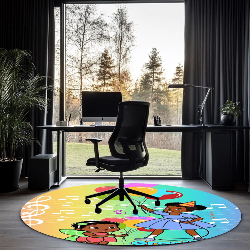 Gracie's Corner Printed Round Rug Carpet Chair Rug Area Rug Entryway Doormats,for Office Chair Living Room Bedroom Kitchen Room.
