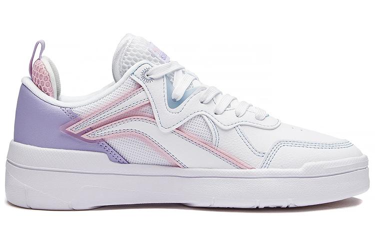 LiNing Lite Slip Resistant, Abrasion Resistant, Lightweight Low Top Skateboard Shoes Women's White Pink Purple AGCS098-2