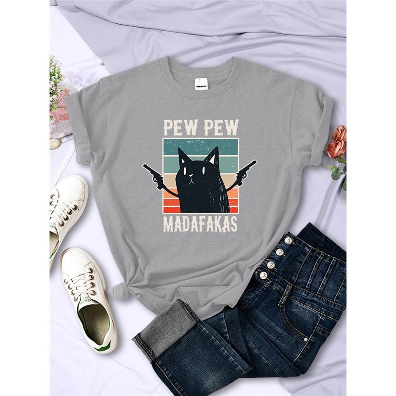 Pew Pew Madafaks Cute Funny Print Women T Shirts Hip Hop Vintage Tee Clothes Creativity Casual Tops Crewneck Womans Short Sleeve