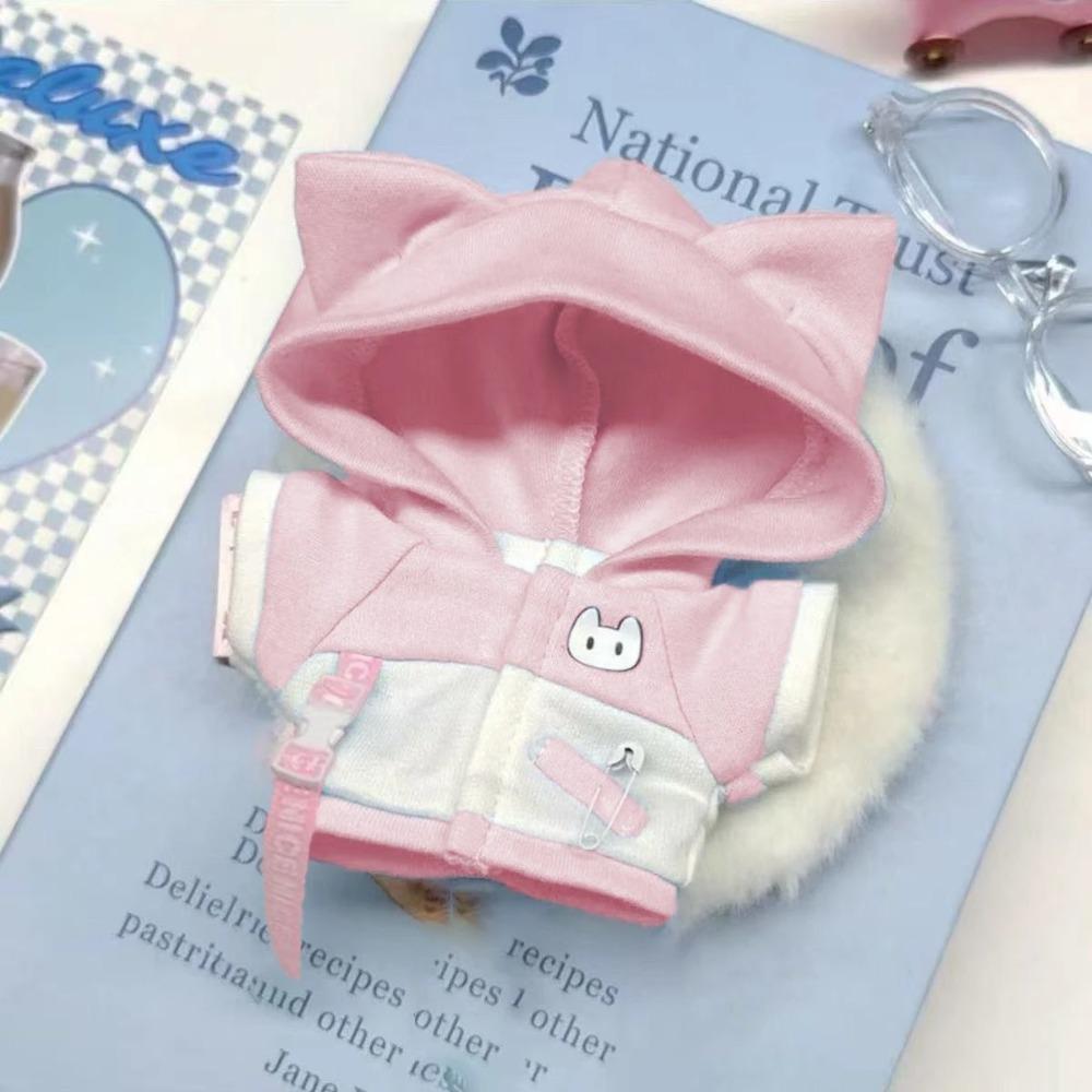 New Doll Clothes For 10cm 20cm Cat Ear Hoodie Cotton Soft Outfit For Boy Girl Stuffed Dolls Dress Up Costume With Cute Tail