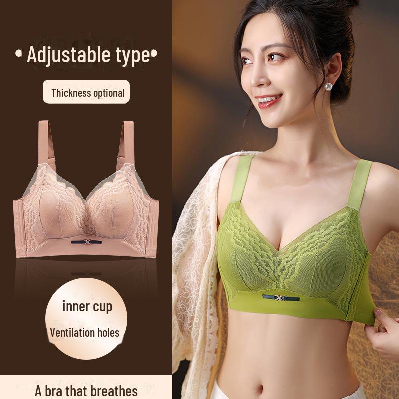 "Lace Breathable Adjustable Push-Up Bra - Anti-Sag, Wire-Free for All Bust Sizes"