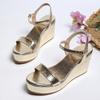 Women's Plus Size Gold High Heel Sandals, Sexy Platform Stage Shoes, Ankle Strap Open Toe Heeled Sandals for Women