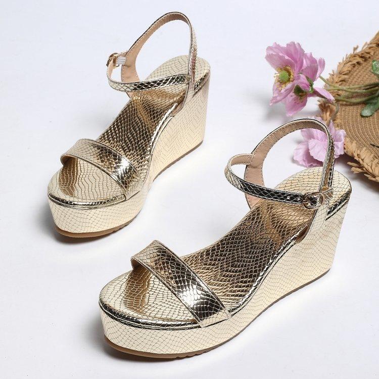 Women's Plus Size Gold High Heel Sandals, Sexy Platform Stage Shoes, Ankle Strap Open Toe Heeled Sandals for Women