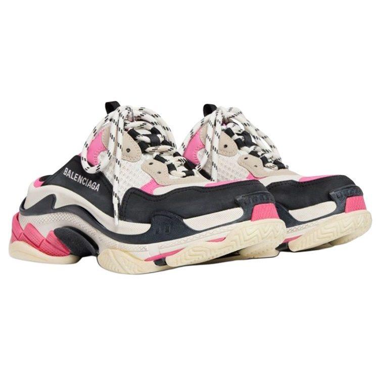 Balenciaga Triple S Mules 'White Pink And Black Double Foam And Mesh' Women's 755686W3SM15671