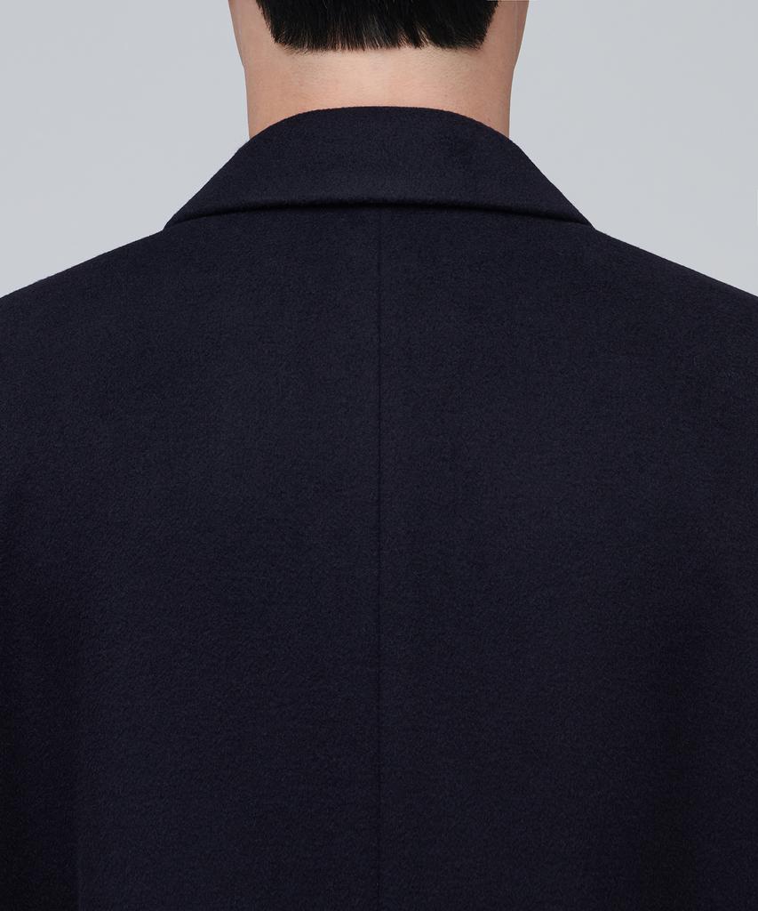 Musinsa Standard Cashmere Blend Daddy Shoulder Double Long Coat [Charcoal Grey]