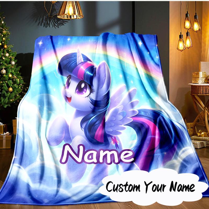 Custom Name Rainbow Unicorn Dream Blanket  Ideal Bedding Blanket Perfect for Travel, Camping, Living Rooms, Offices, Sofas, Fan Christmas Gift