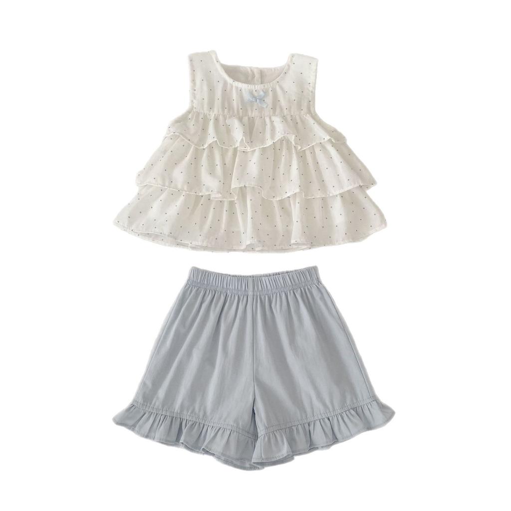 Girls Polka Dot Sleeveless Top and Bloomer Shorts Set