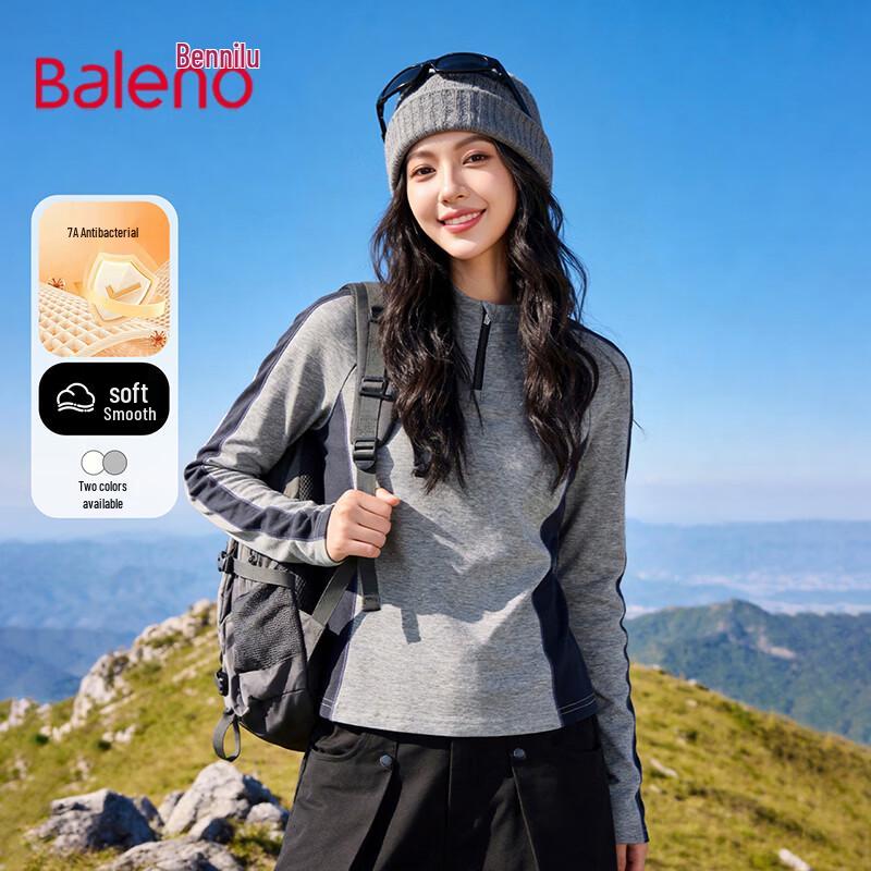 Baleno Women's 7A Antibacterial Slim Fit Half-Zip Long-Sleeve T-Shirt