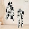 Women Plus Size Hooded Long Sleeve Radial Print High Low Top And Fitted Pants Two Piece Set
