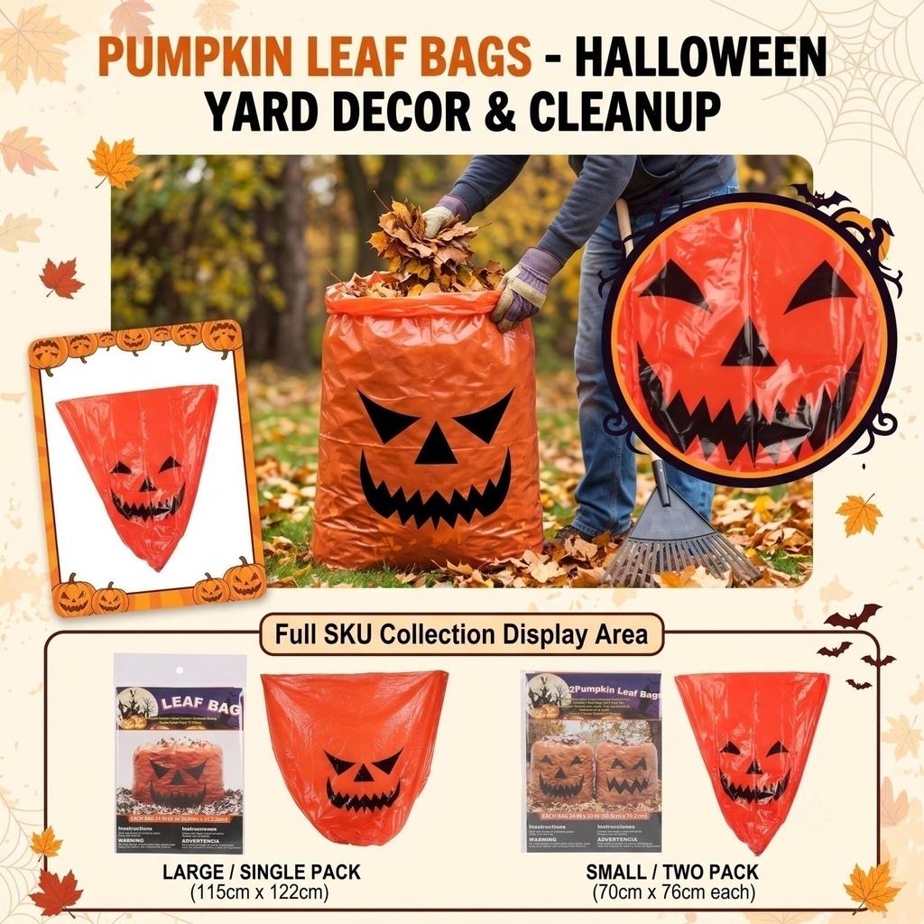 Halloween Leaf Bag for Fall Yard and Outdoor Decor Storage