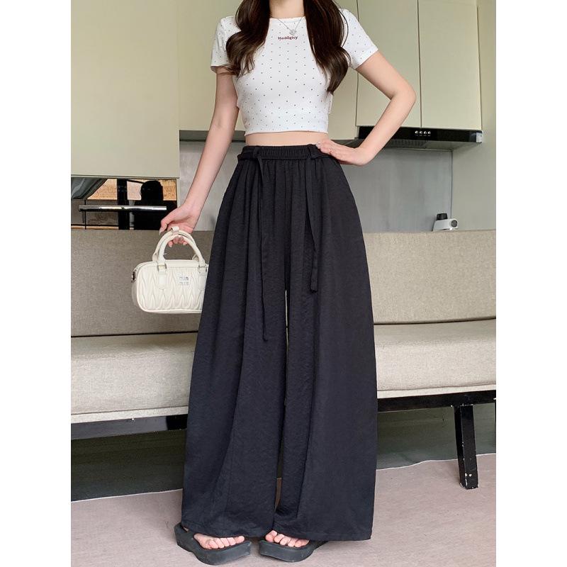 2026 Summer Plus Size Women s Casual Wide-Leg Banana Pants L чёрный
