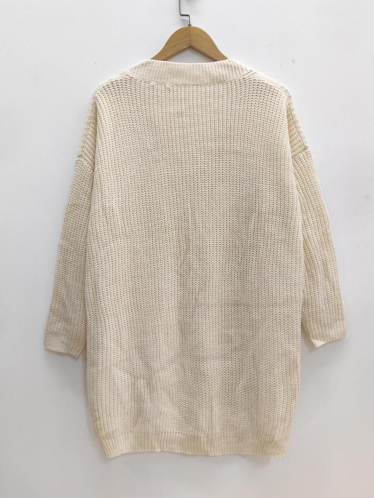 Europeisk og amerikansk dame plussstørrelse dyp V-hals ensfarget strikket ullkjole