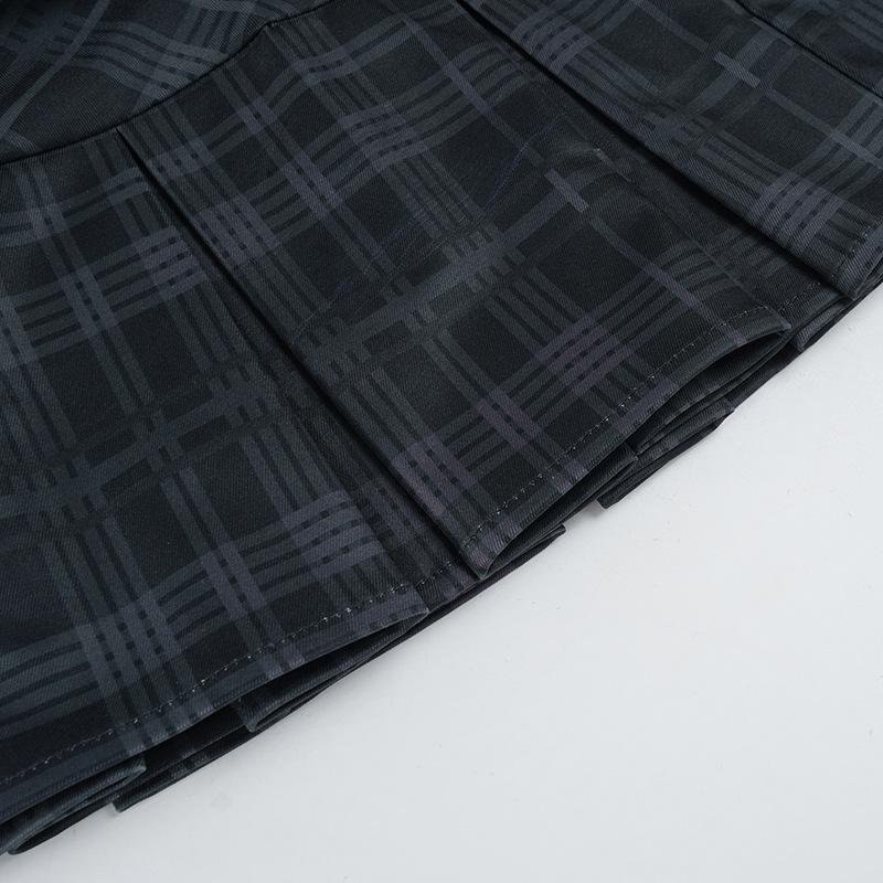 Women's Retro College-Style A-Line Plaid Pleated Skirt - High-Waisted, Anti-Exposure, Short Length for Spring/Summer 2025