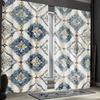 1Pc Blue And Gold Floral Geometric Pattern Curtains, Polyester Fabric, Suitable For Bedroom Living Room Decoration