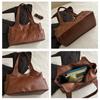 Retro Style Faux Leather Tote Bag for Women Large Capacity Shoulder Handbag