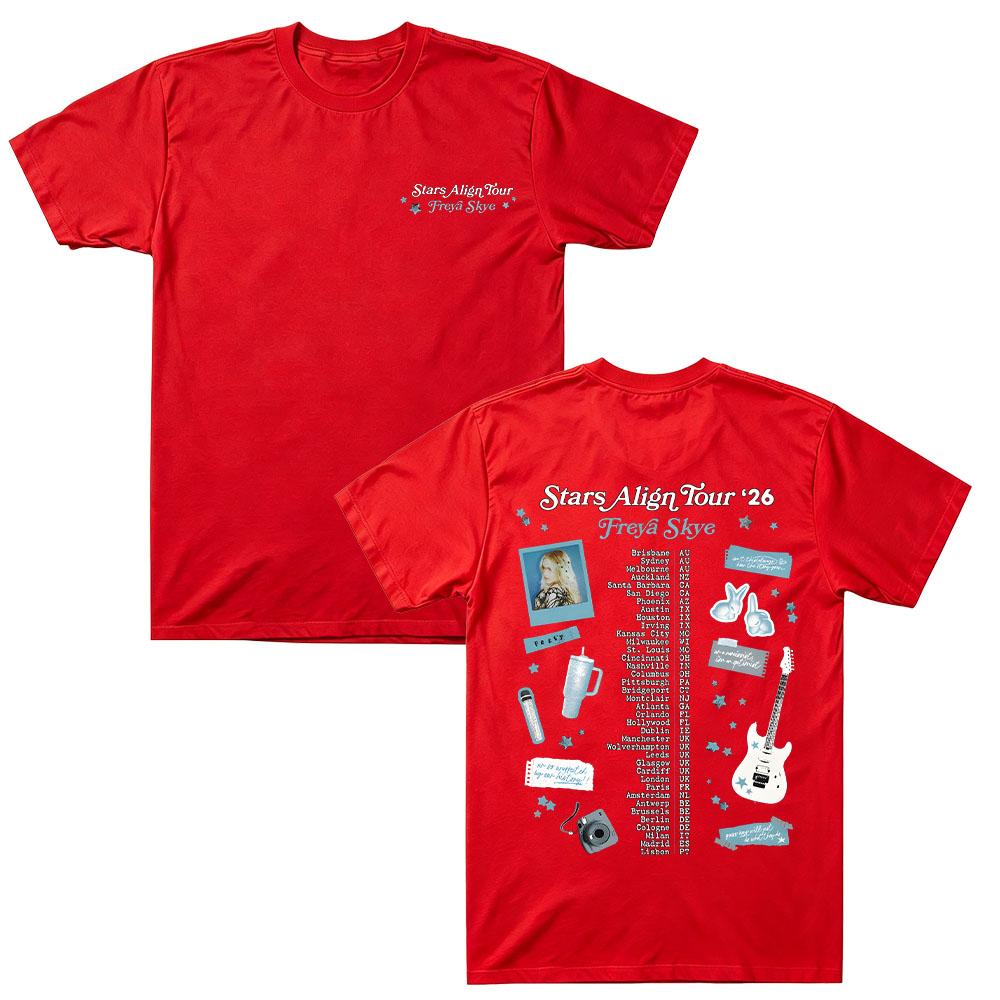 Scrapbook Tour Tee Freya Skye Stars Align Graphic Print T-shirt Men Women O-neck Cotton High-Street Y2K Fashion Summer New Tee High Quality Tops