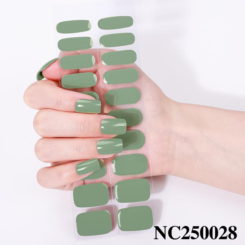 Hot Sell Custom Logo HEMA-Free Gel Polish Nail Stickers New Solid Color Styles Semi Cured Gel Nail Wraps 20 Gel Nail Strips