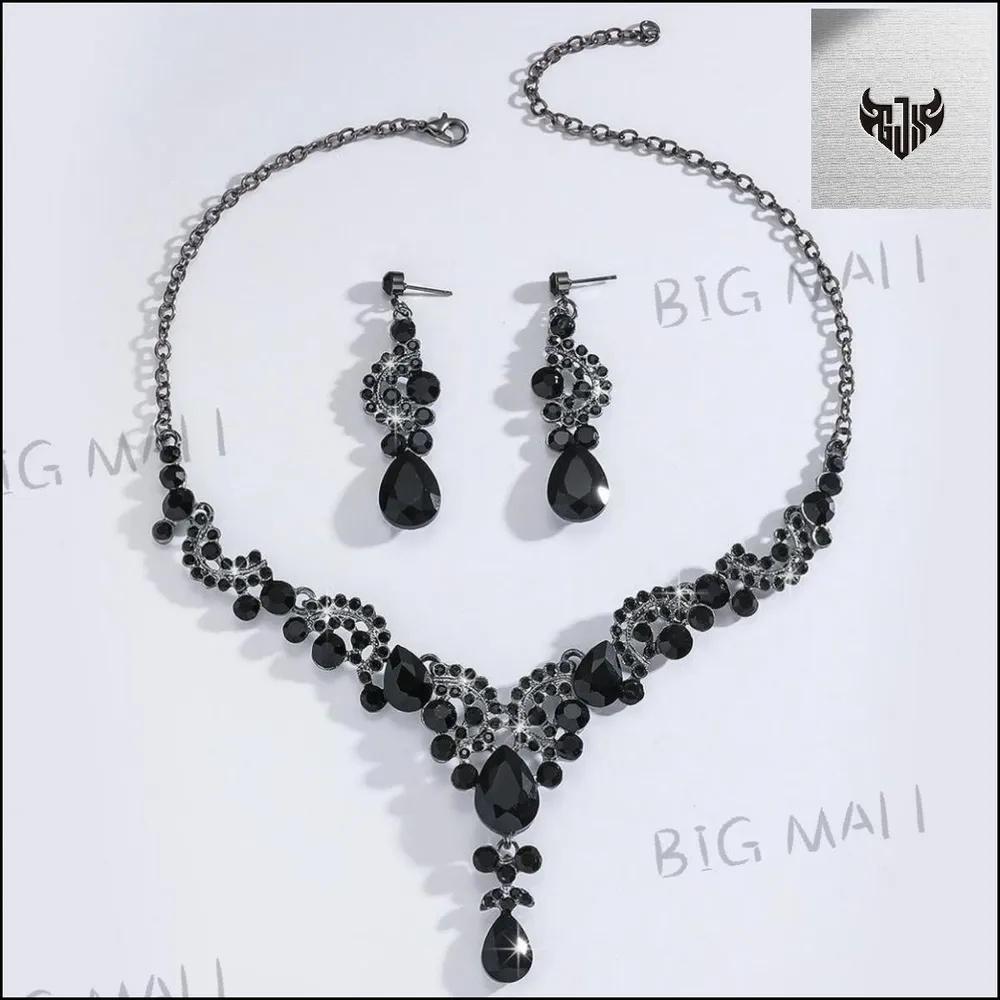 Rhinestone Necklace And Earring Jewelry Set