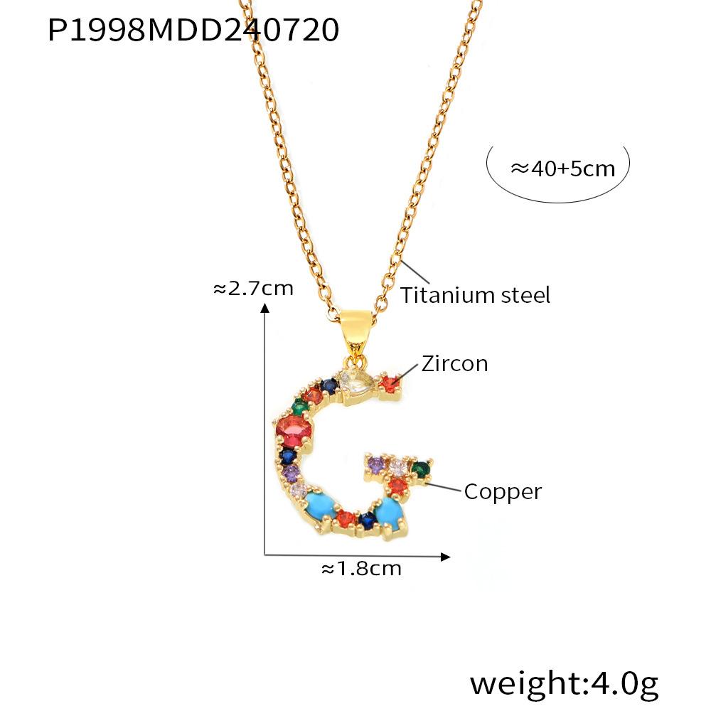 Zircon colorat cu microincrustație de cupru 26 de litere englezești, pandantiv individual personalizat, nișă, lanț clavicular hip-hop