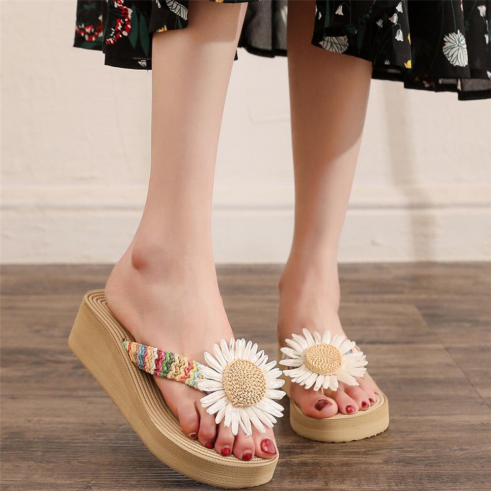 Damen Sommer High Heel Keilsandalen - Faux Jute Seilsohle Zehensandalen