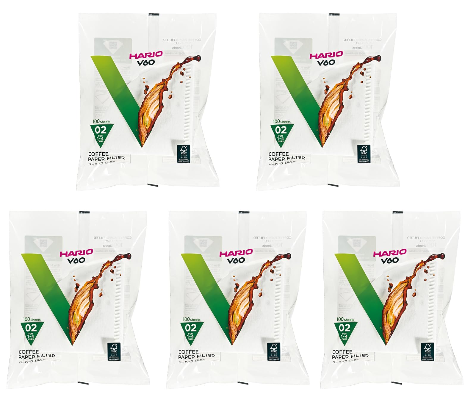 

HARIO V60 Paper Filters, 1-4 Cups, 500 Filters, White, Made in Japan, VCF-02-100W
