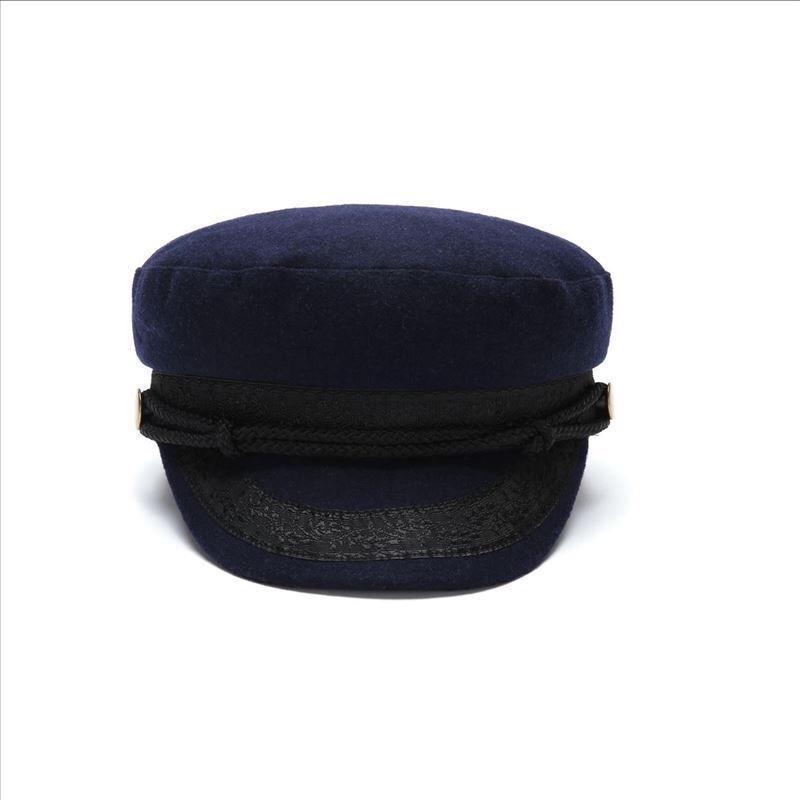 Gorra Azul Marino Cerrada, sombrero de copa plana para circunferencia de cabeza pequeña, sombrero de capitán estilo europeo y americano, gorra de marinero, sombrero de moda casual militar talla grande