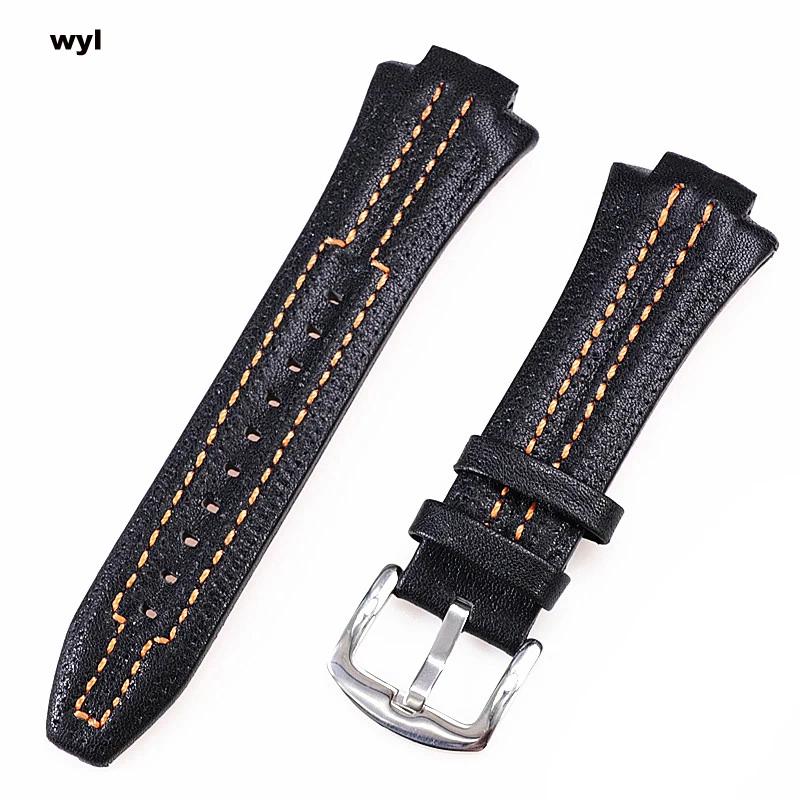 Genuine Leather Watch Strap Convex Mouth 27mmx15mm For Seiko Watchband Sportura Series SNL029P2-SNL021P1 SNL595P2 SNL017P1