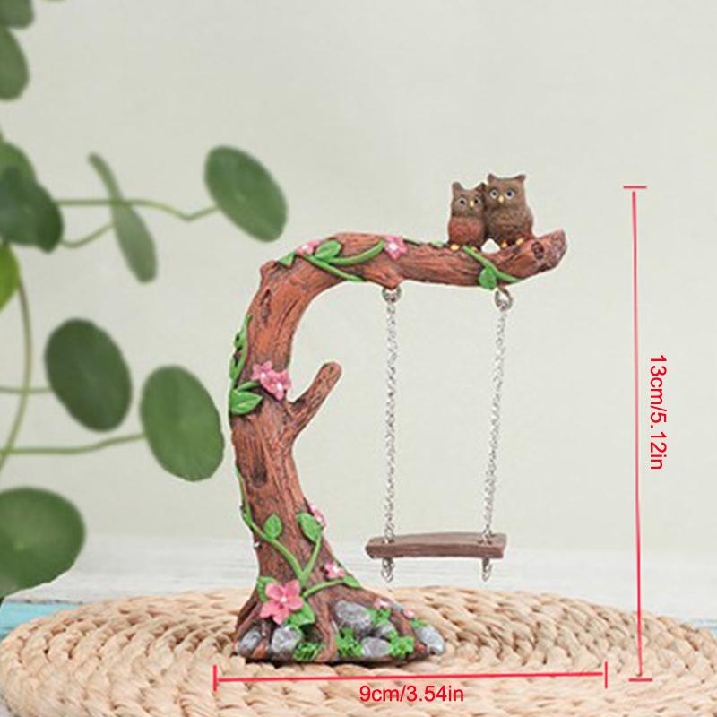 Miniature Fairy Garden Swing, Flower Tree Swing Figurine, Swing Model For Micro Landscape Courtyard Garden Outdoor Display Decor