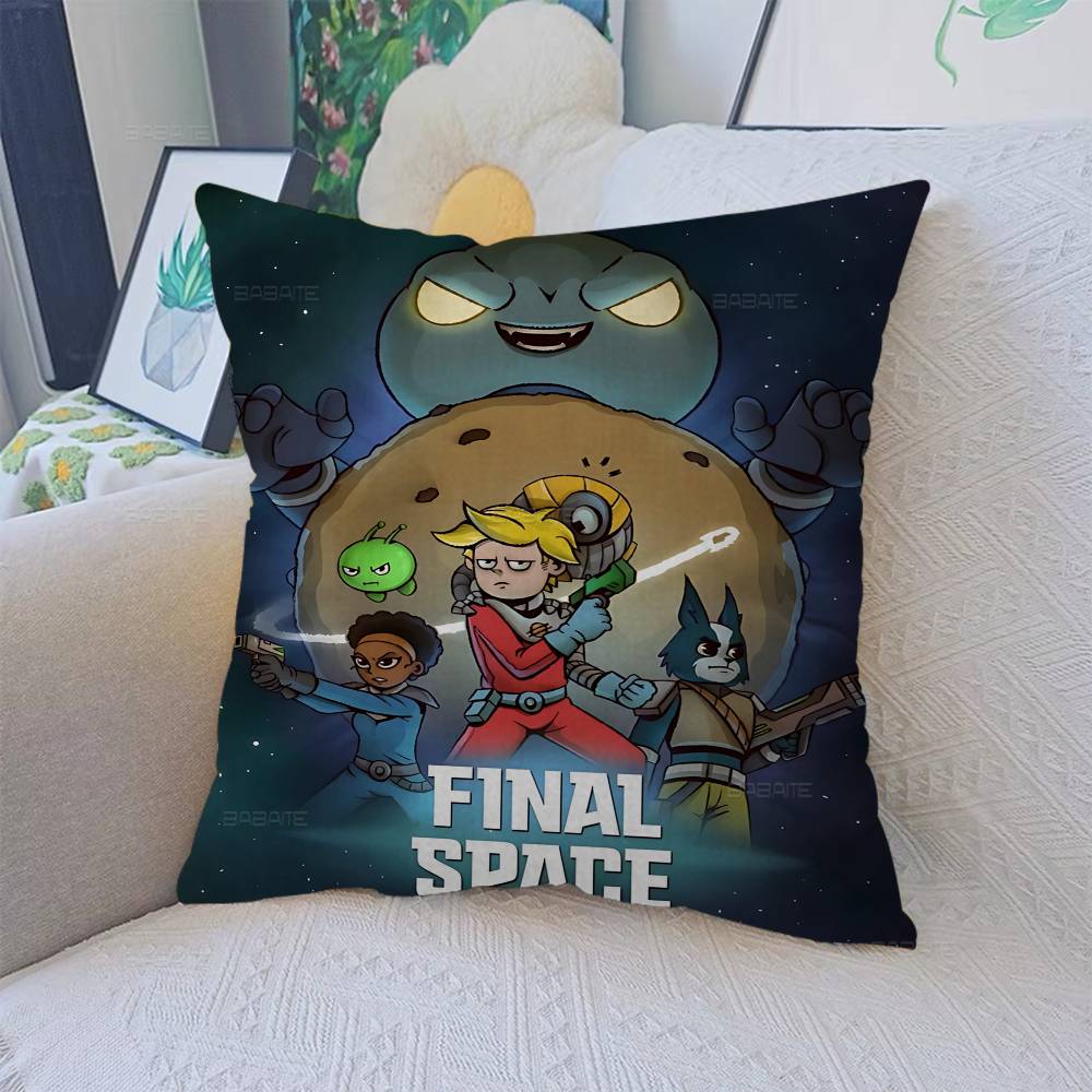 F-Final Space Cartoon Pillow Covers Cartoon Sofa Decorative Home Double-sided Printing Short Plush Cute Cushion Cover