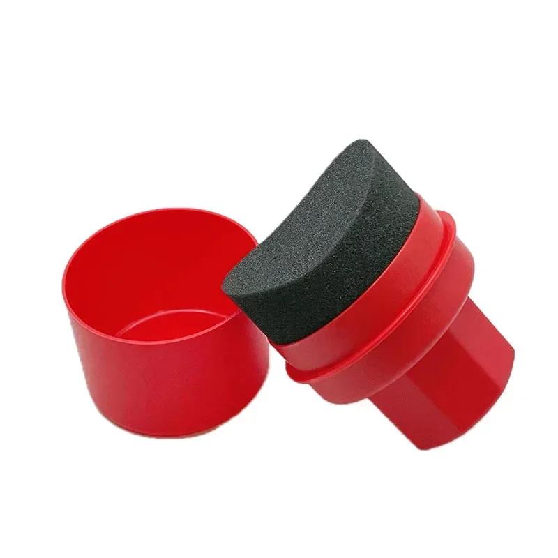 Car Wheel Polishing Waxing Curved Tire Sponge Brush with Cover Tire Clean Contour Dressing Applicator Pads Car Detailing красный