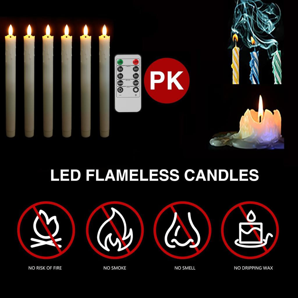 Flameless Taper Candles with Remote Control 10.6inch Battery Operated LED Candlesticks Flickering Candles for Christmas Wedding