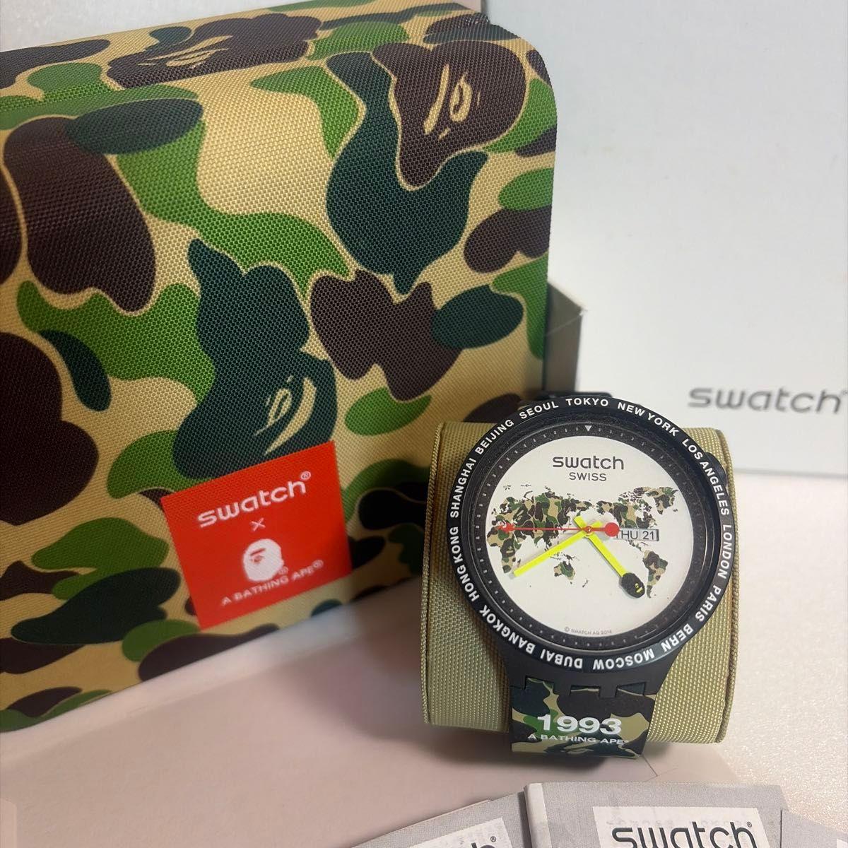 Used Swatch x A BATHING APE collaboration watch camouflage pattern
