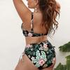 Bikini a vita alta smerlato taglie forti per donna, costume da bagno floreale sexy con scollo a V, due pezzi, costume da bagno da spiaggia