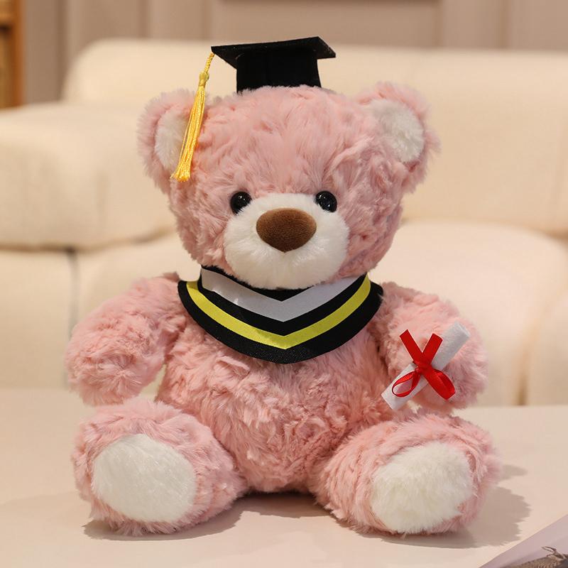 25cm Kawaii Graduation Dr.Bear Plush Toy Cute Christmas Hat Teddy Bear Soft Doll Boys Girls Kids Students Graduation Lovely Gift