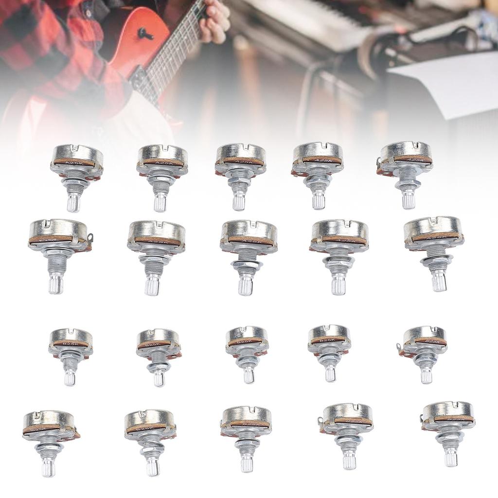 10 Pcs Guitar Potentiometer 18mm Shaft 25K Ohm Bass Metric M8 Electric Bass Guitar Pots for Volume T