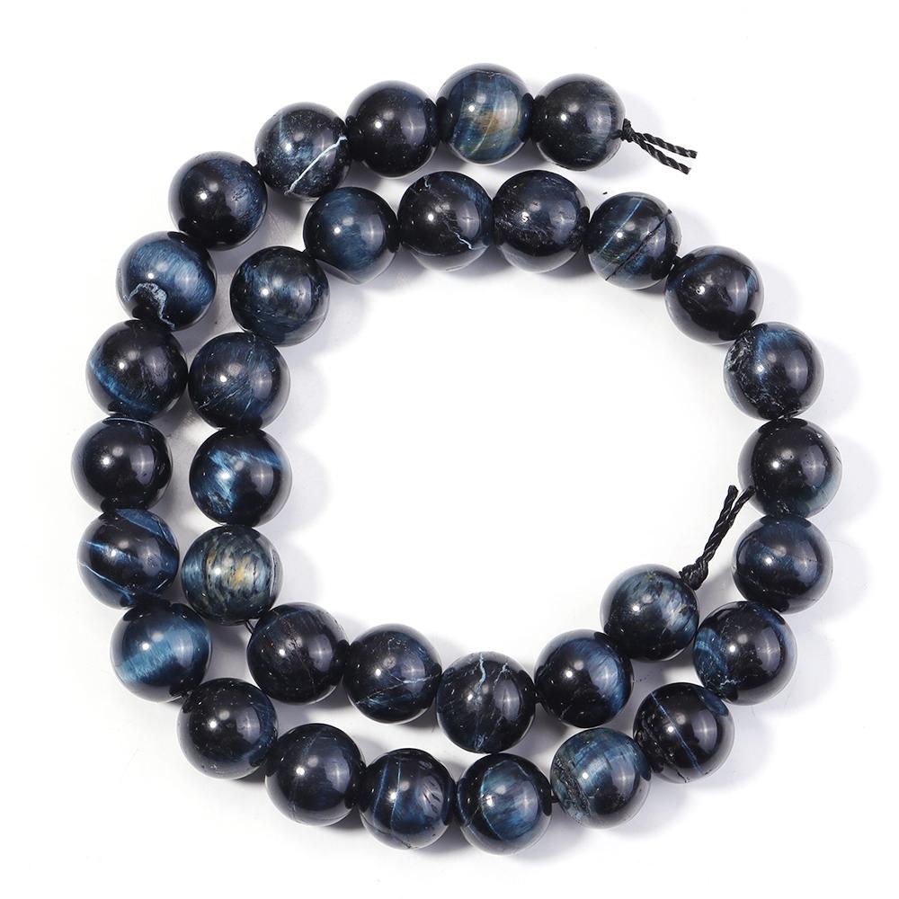 Natural Stone Deep Blue Tiger Eye Beads 6 8 10 12mm Round Loose Spacer Bead For Jewelry Making DIY Bracelet Necklace Accessories