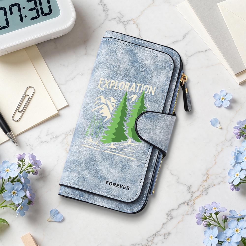 Exploration Forest Pattern Long Purse Stylish Functional Card Holder Fashion Portable Wallet Forever Daily Use Accessory