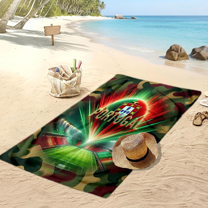 Asciugamano da Spiaggia Stampa Calcio Portogallo Asciugatura Rapida Super Assorbente Morbido Asciugamano da Bagno per Nuoto Spiaggia Viaggio Souvenir Regalo
