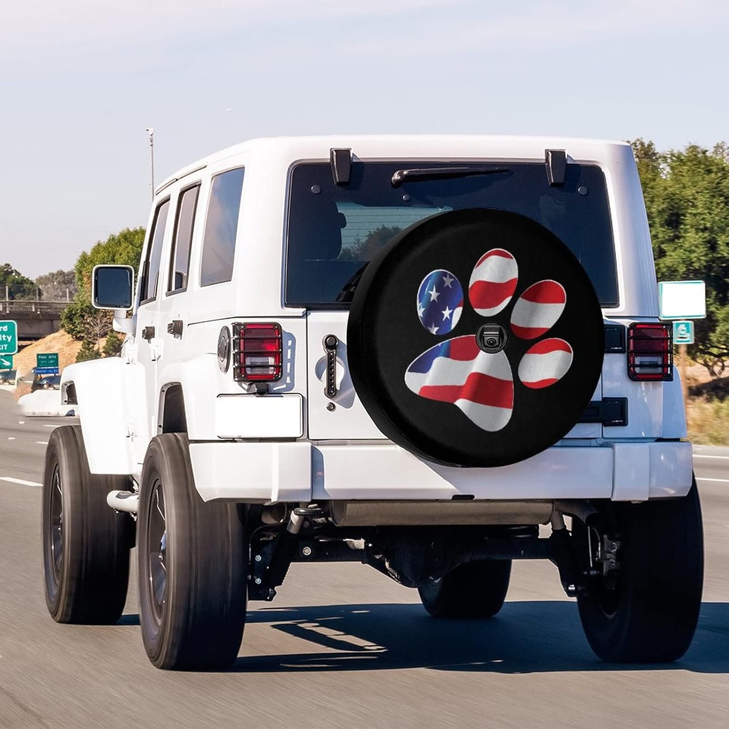 

Foruidea Paws Us American Flag Spare Tire Cover with Backup Camera Hole Wheel Tire Cover Fit Trailer, RV, SUV and Many Vehicle 17inch