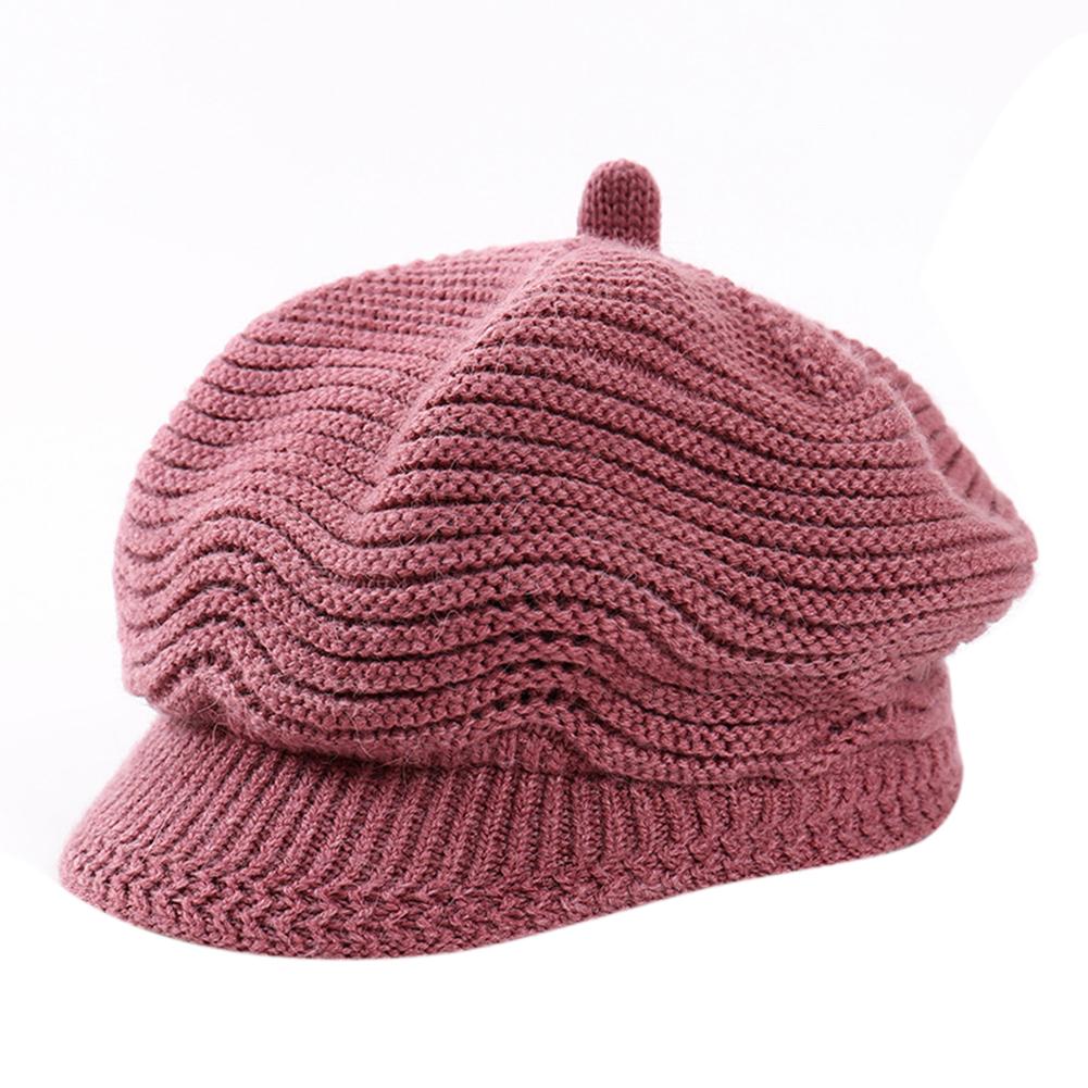 

Women Knitted Cap Peaked Octagonal Beret Cap Fashionable Winter Autumn Hat purple free size#1