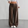 High Waisted Corduroy Wide Leg Pants with Pockets