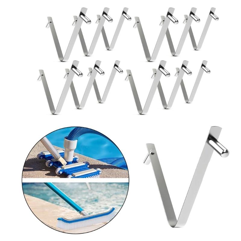 Set mit 12 Edelstahl-Skimmer-Netzklammern, V-förmige Poolwerkzeugklemmen, Korrosionsbeständige Wartungsgeräte