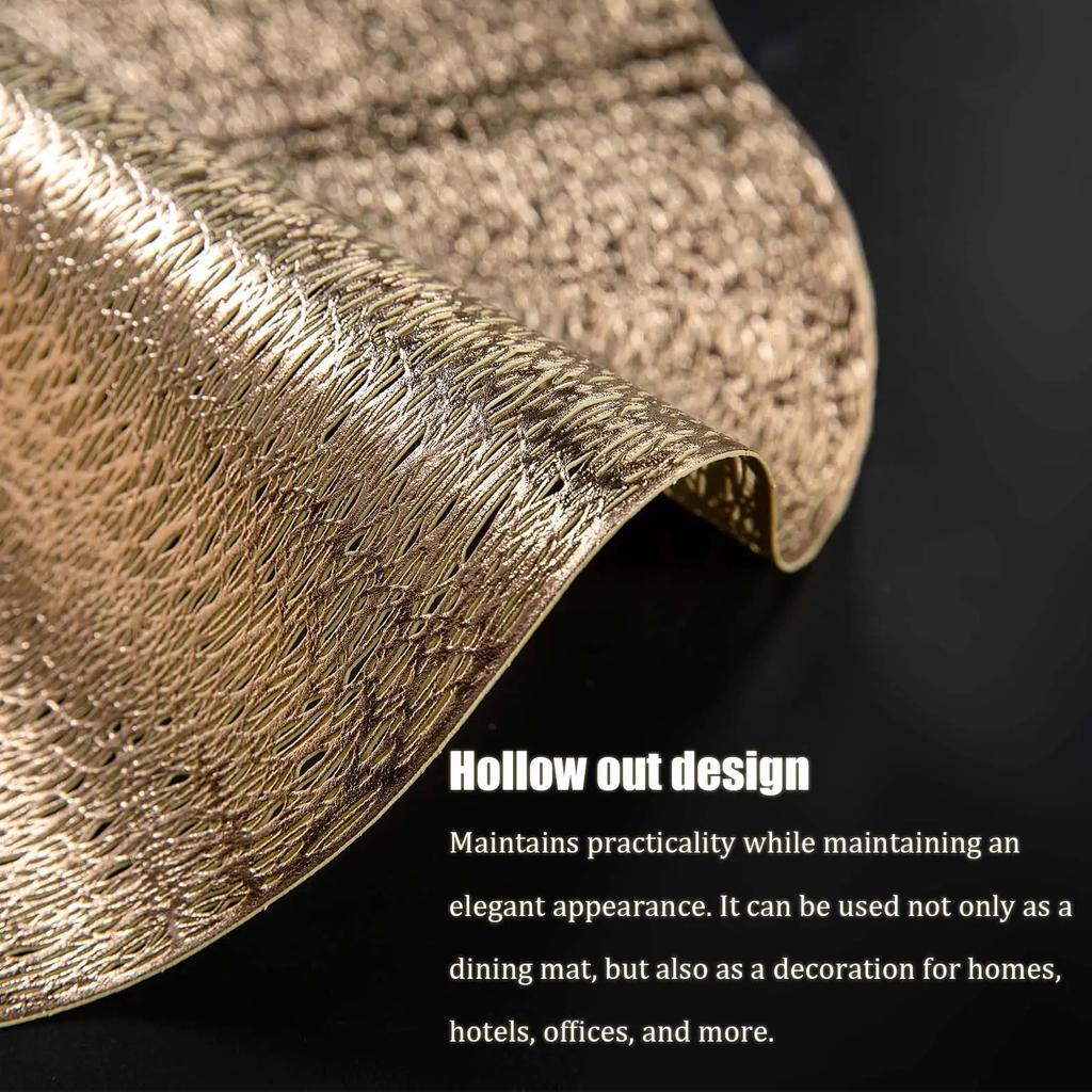 Gold Round Placemats,Round Vinyl Placemats Bulk 15 Inch Table Place Mat Non Slip for Indoor Outdoor Holiday Wedding Dinner