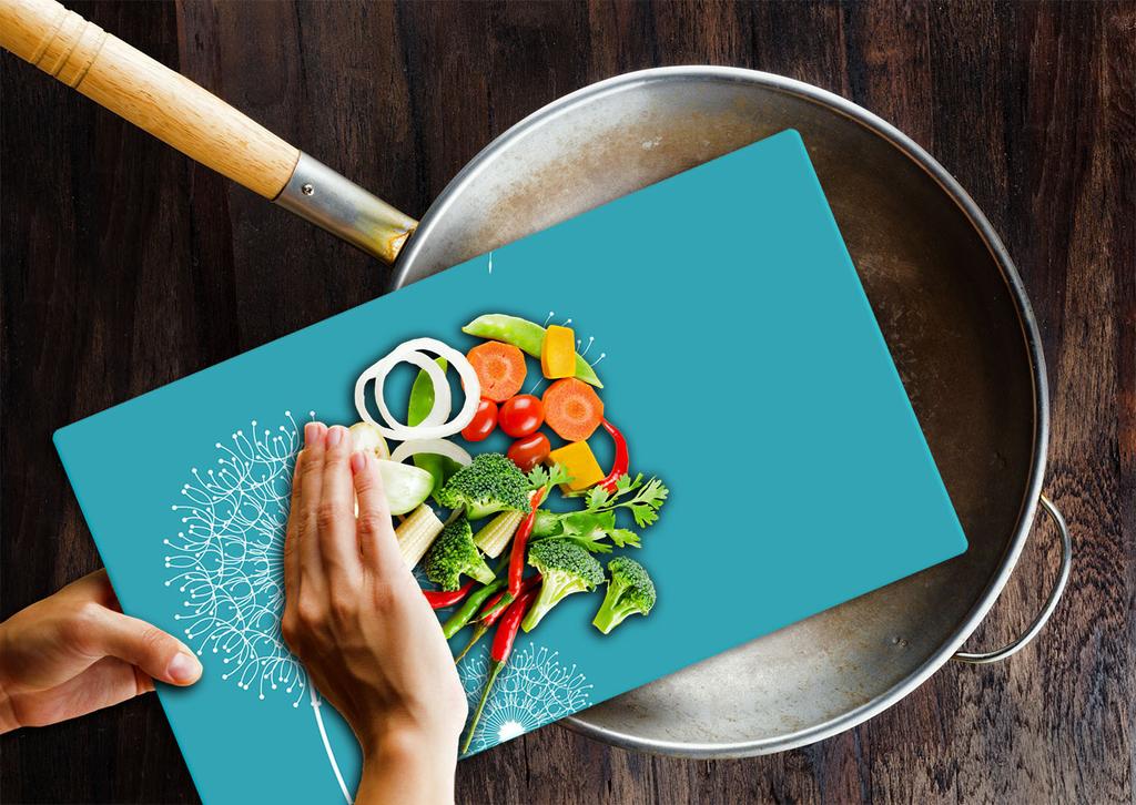 Glass Plate Cutting Board 52X30 Flowers