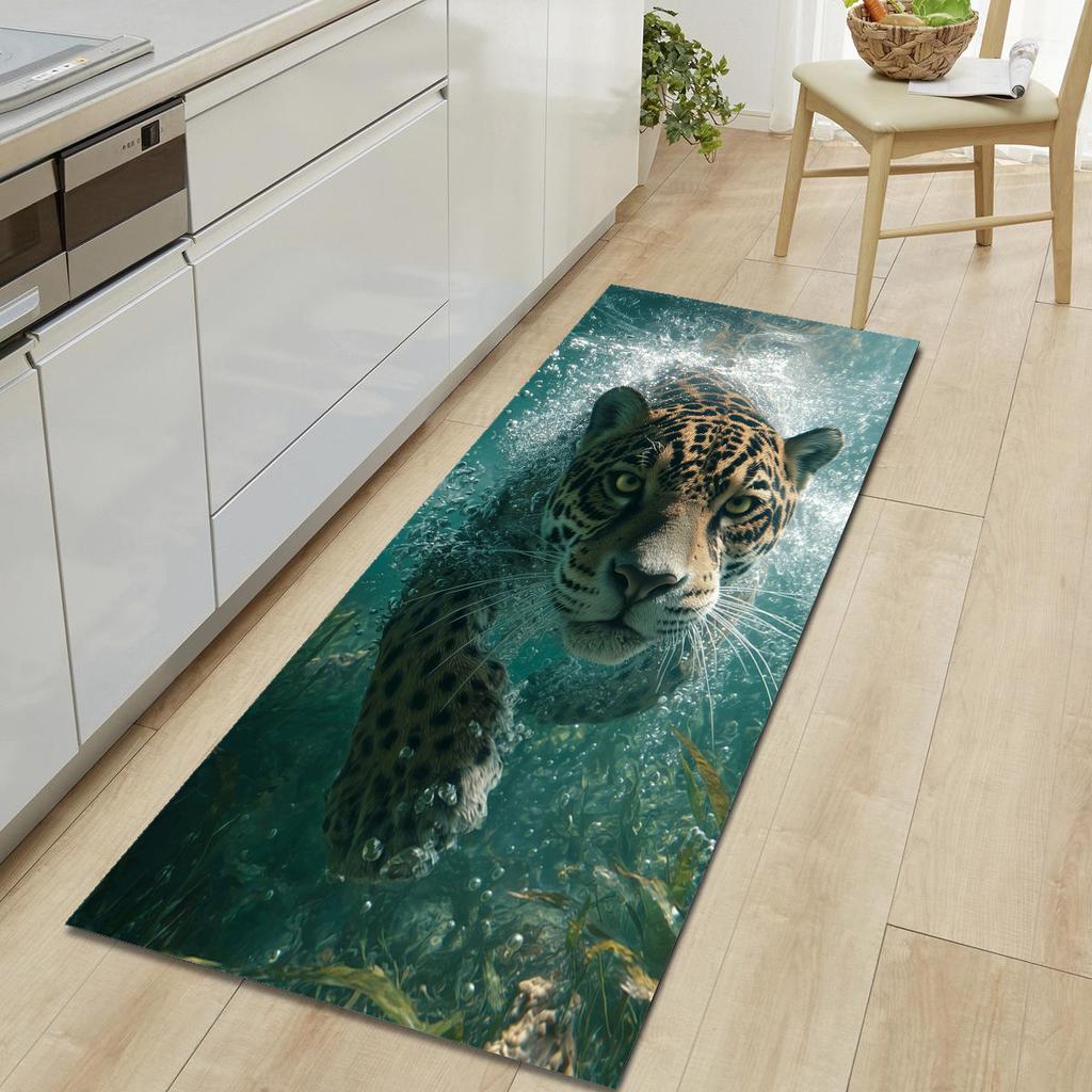1Pcs Tiger Pattern Floor Mat Modern Kitchen Polyester Rug Non-Slip Colorful Indoor Carpet, For Home Bathroom Bedroom Living Room Decor