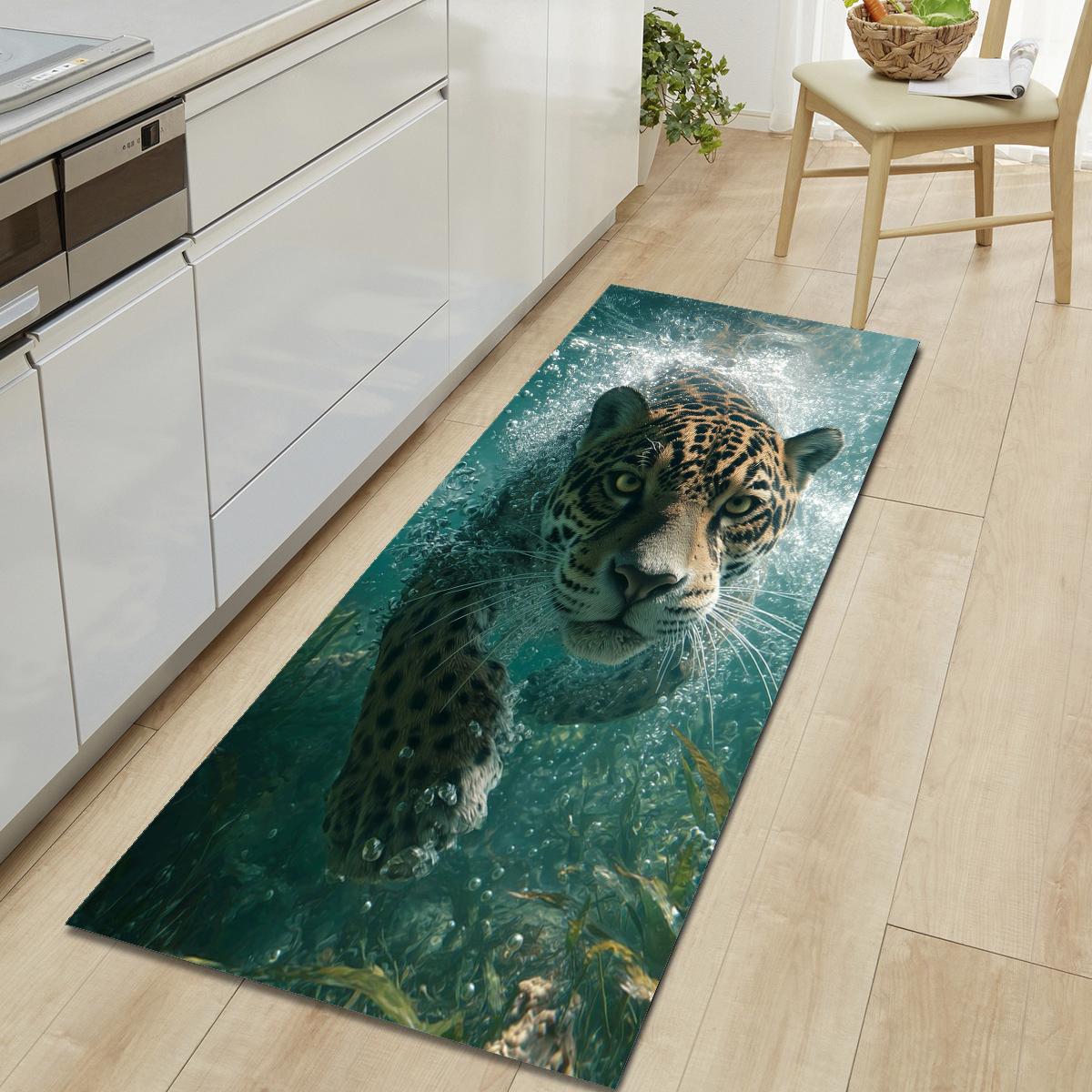 1 Stück Tiger Muster Fußmatte Modern Küche Polyester Teppich Rutschfest Bunt Innen Teppich, Für Zuhause Badezimmer Schlafzimmer Wohnzimmer Deko 60*180cm